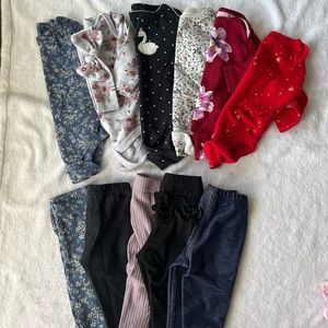 Baby Girls 0-3 & 3 mos Long Sleeve Onesies and Pants